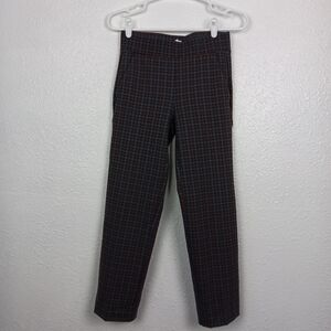 Loft Pants Size XSP Gray Brown Check Pull On Pockets 26x26 MidRise Office Work